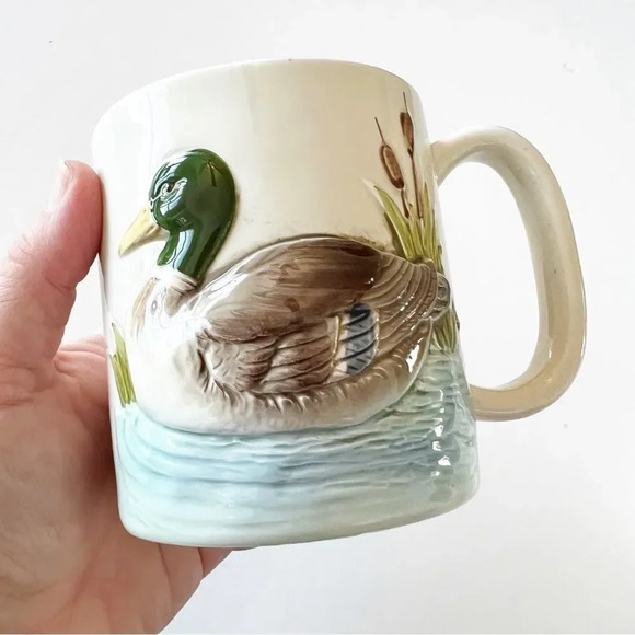 Otagiri 1981 Vintage Duck Mugs Set of Two Raised Emblem Ceramics Japan Grandpa - Picture 12 of 12